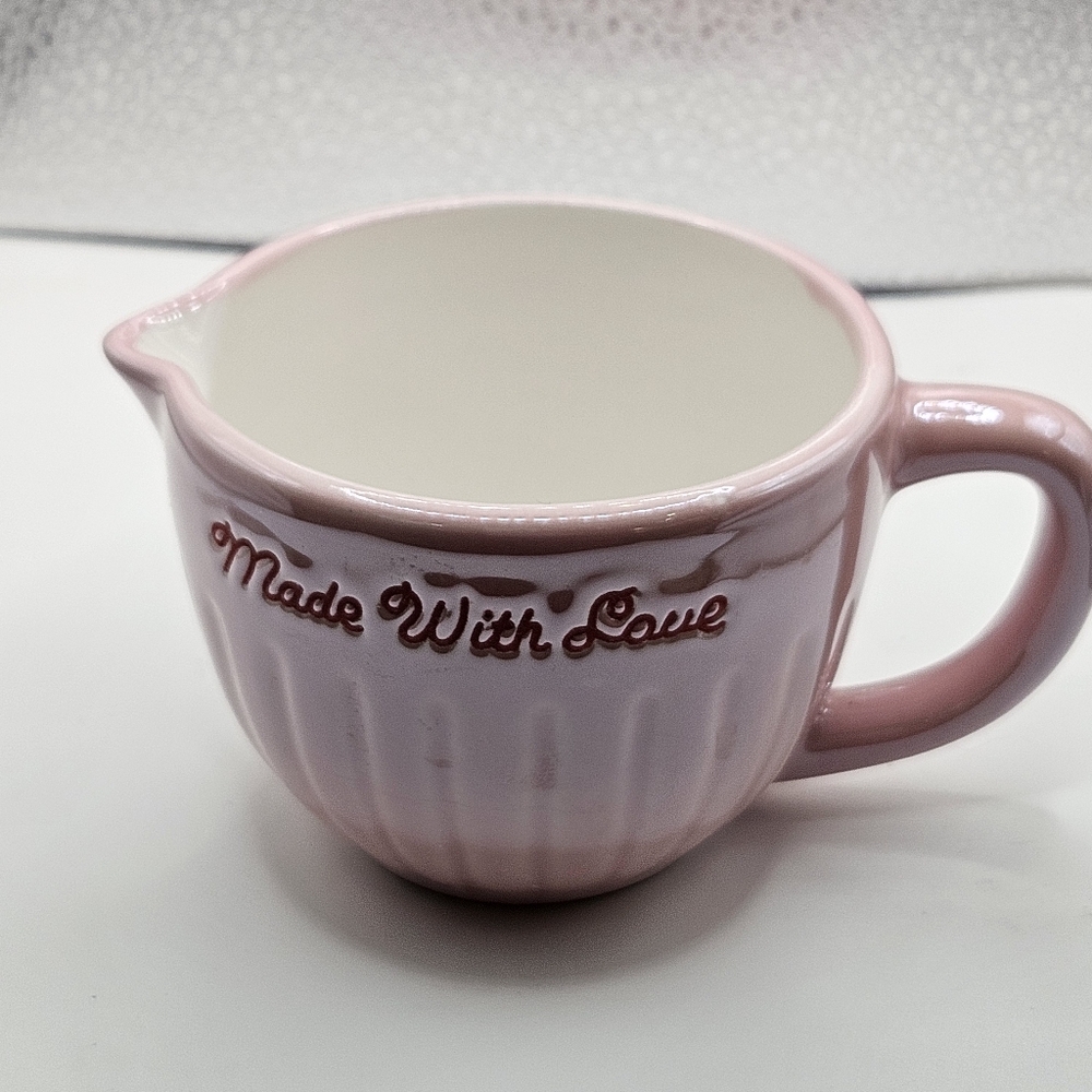 Pink Ceramic Small Pitcher Creamer "Made With Love"
